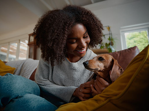 a woman with her dog